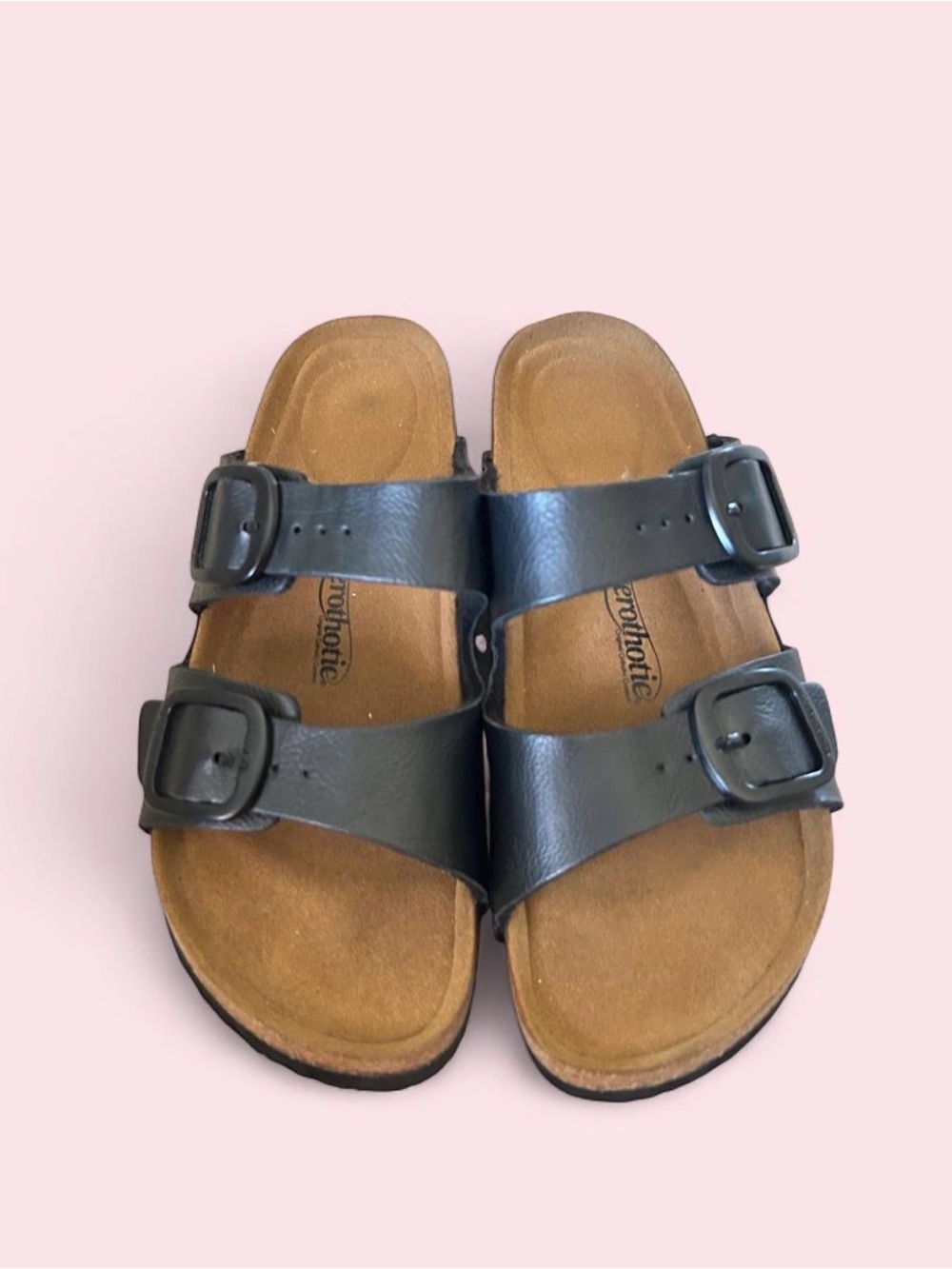 NWOT Aerothotic Double Strap Buckle Sandals - Black - Size 8